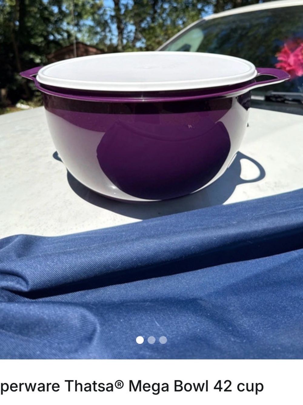 Tupperware Mega Bowl in Purple with White Lid
